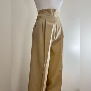 Vintage CHANEL Boutique Beige Pants, Gold Clover buttons, FR Size 36